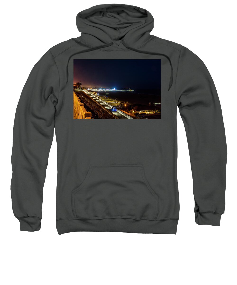 Santa Monica Sweatshirt featuring the photograph The New California Incline - Night by Gene Parks