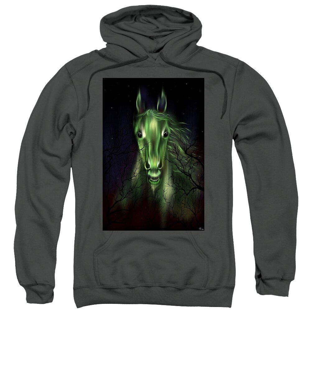 Horse Sweatshirt featuring the digital art The Night Mare by Norman Klein