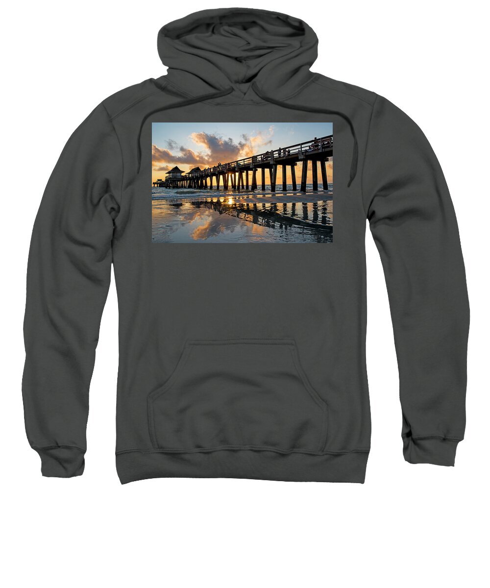 Naples Sweatshirt featuring the photograph Naples pier at sunset Naples Florida Ripples by Toby McGuire