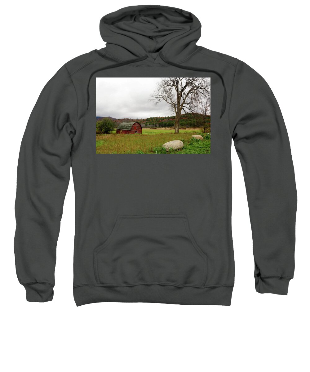 Barn Sweatshirt featuring the photograph The Old Barn with Tree by Nancy De Flon