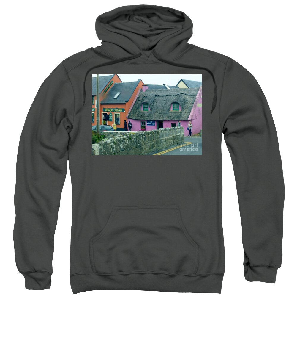 Sweater Shop Sweatshirt featuring the photograph The Pink Irish Sweater Shop by Rosanne Licciardi