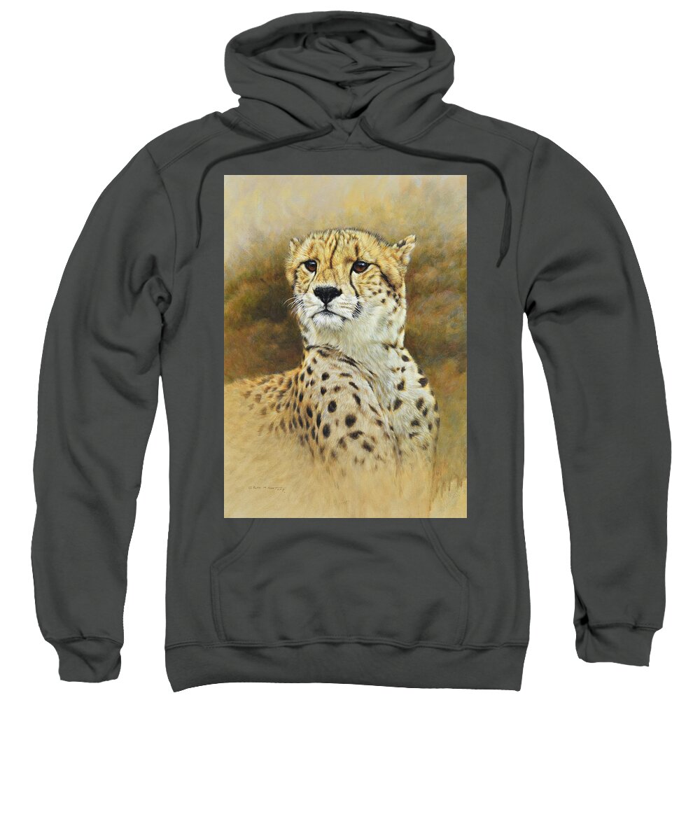 Wildlife Paintings Sweatshirt featuring the painting The Prince - Cheetah by Alan M Hunt