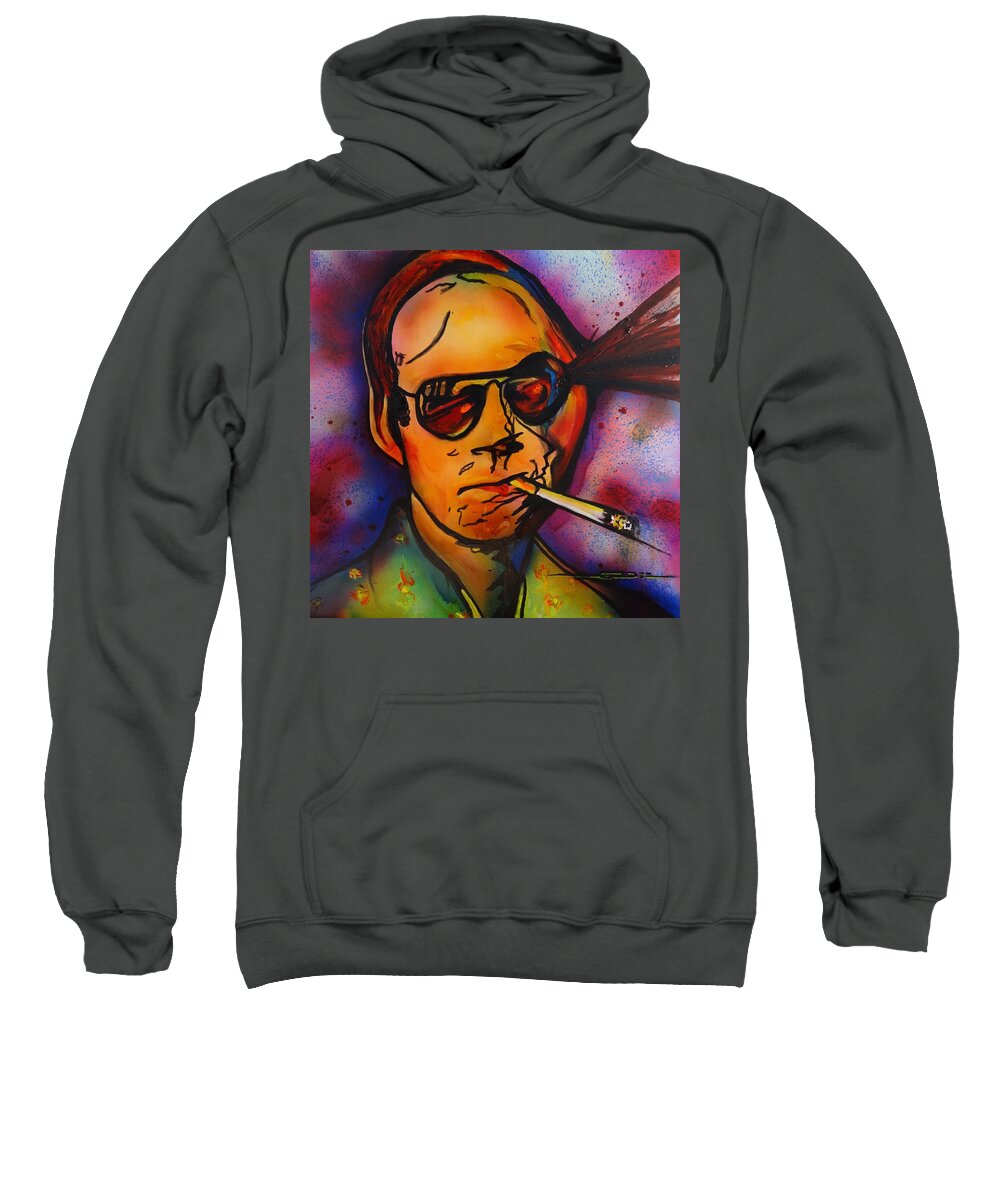 Gonzo Journalism Sweatshirt featuring the painting The psycho-delic Suicide of the Tambourine Man by Eric Dee