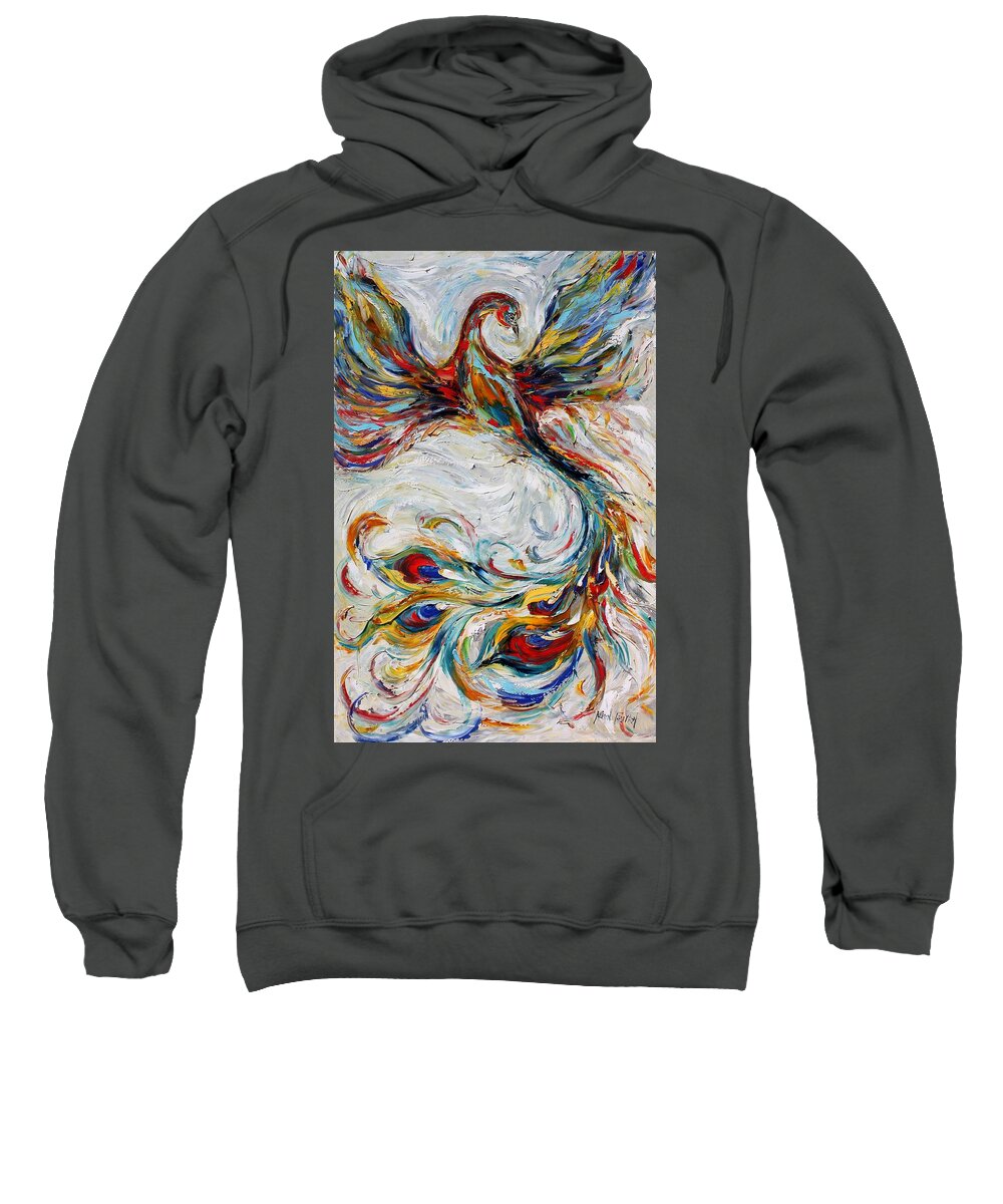 Phoenix Sweatshirt featuring the painting The Rise of the Phoenix by Karen Tarlton