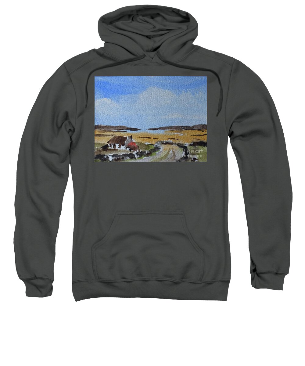  Sweatshirt featuring the painting The Road to Omey Island, Galway by Val Byrne