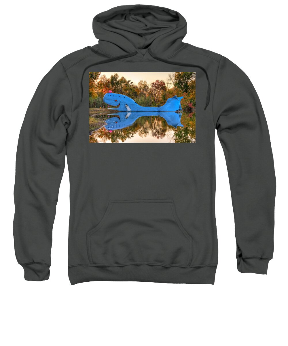Catoosa Blue Whale Sweatshirt featuring the photograph The Route 66 Blue Whale - Catoosa Oklahoma by Gregory Ballos