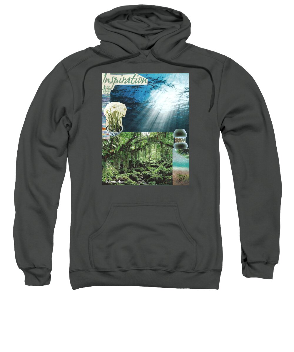 Collage Art Sweatshirt featuring the mixed media The Sight of Inspiration by Susan Schanerman