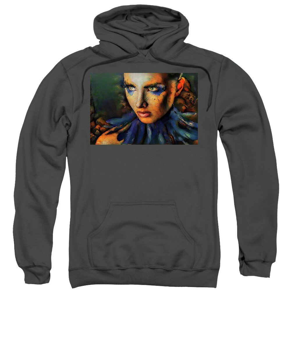 Woman Sweatshirt featuring the mixed media The Simplest Glance by Gayle Berry