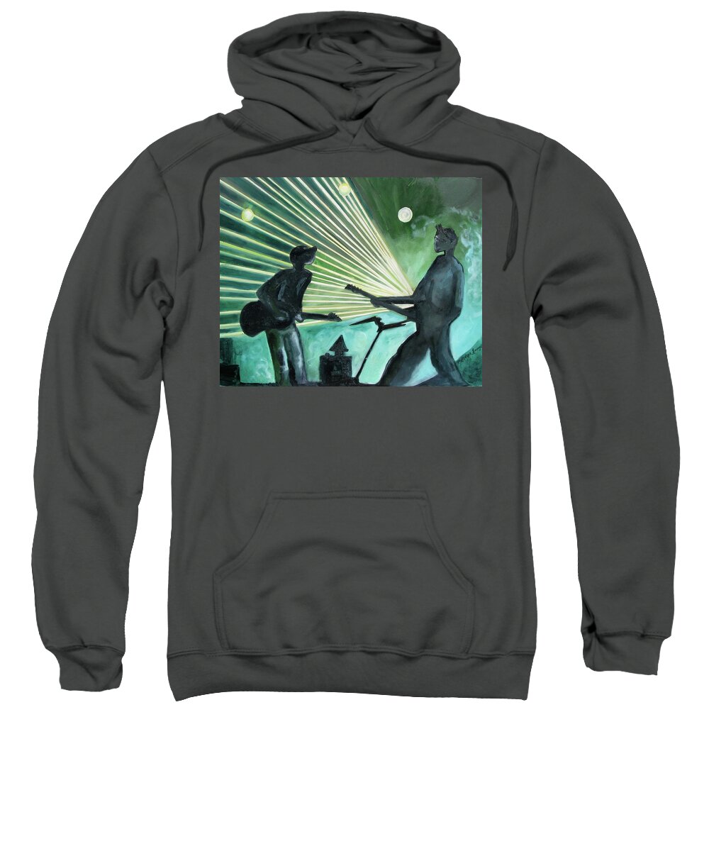 Music Sweatshirt featuring the painting The Um Experience number one by Patricia Arroyo