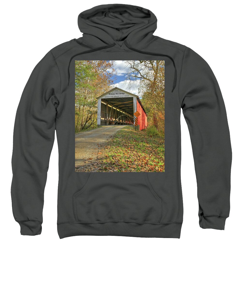Covered Bridge Sweatshirt featuring the photograph The Wilkins Mill Covered Bridge by Harold Rau