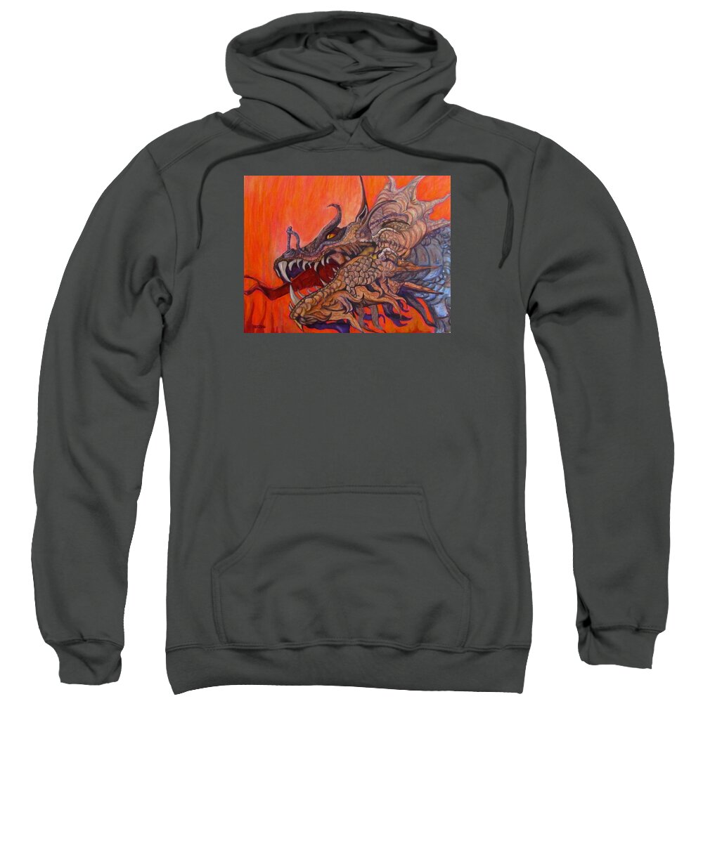 Dragon Sweatshirt featuring the painting There Once Were Dragons by Barbara O'Toole