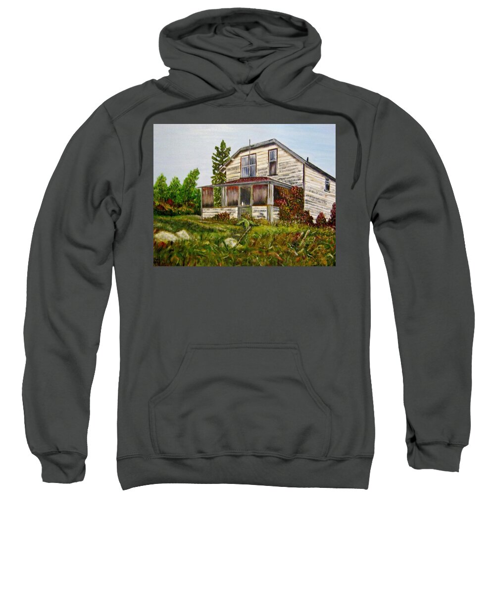 Quesnel Sweatshirt featuring the painting This old house by Marilyn McNish