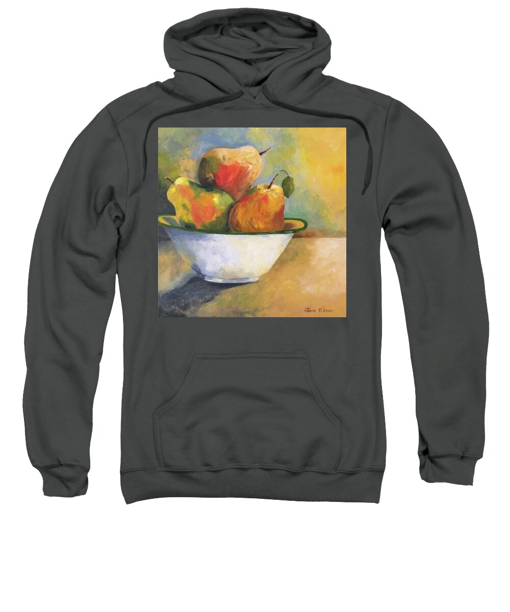 Fruit Sweatshirt featuring the painting Pearing Up by Jane Ricker