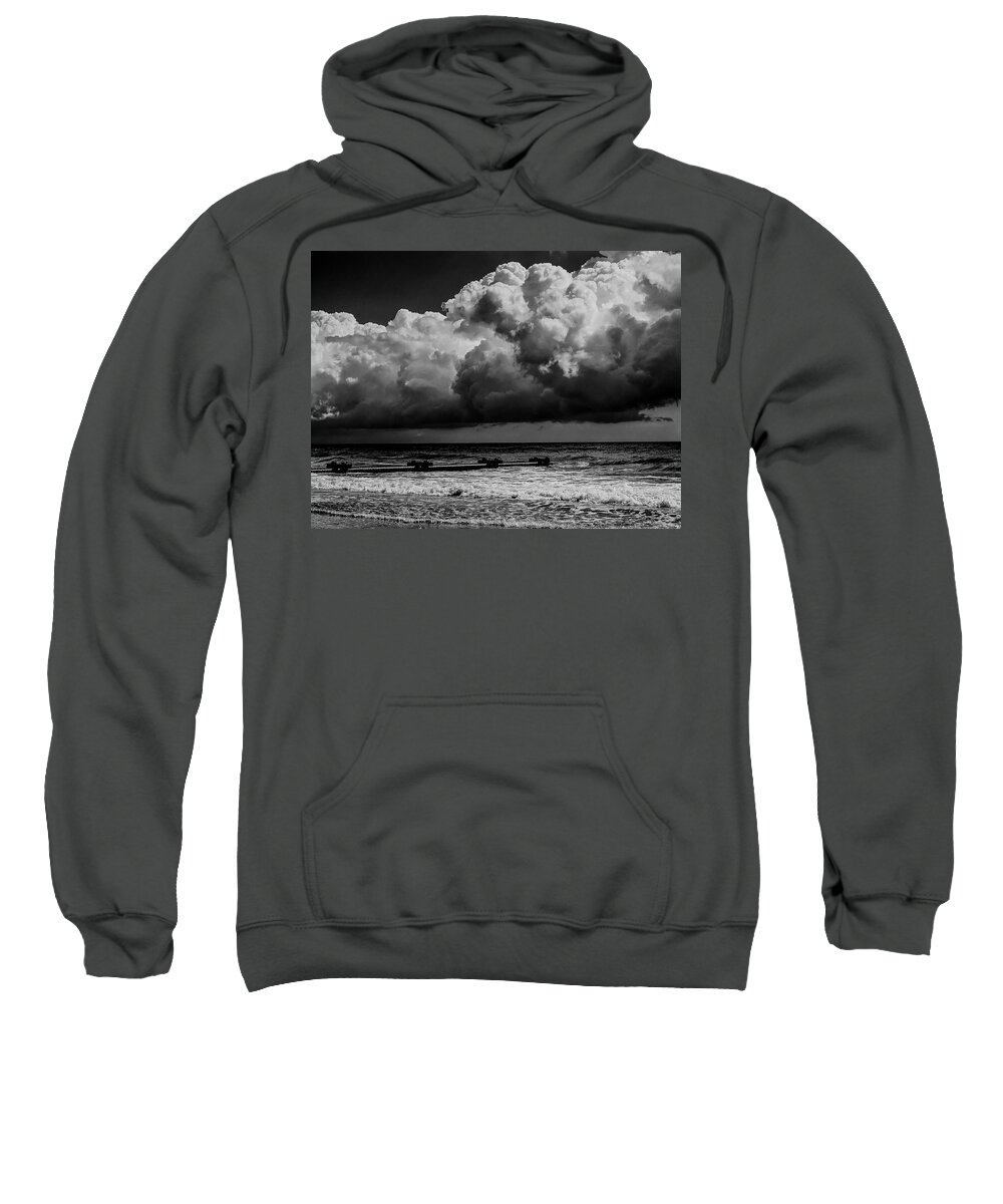 Black & White Sweatshirt featuring the photograph Thunder Head by The Sea by Louis Dallara
