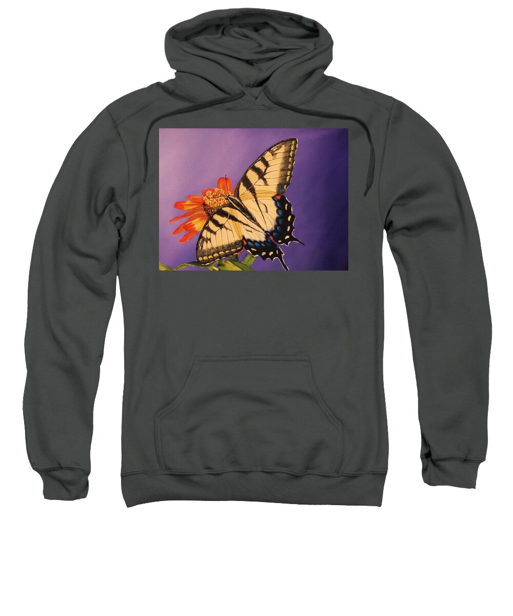Butterfly Sweatshirt featuring the painting Tiger Swallowtail by Greg and Linda Halom