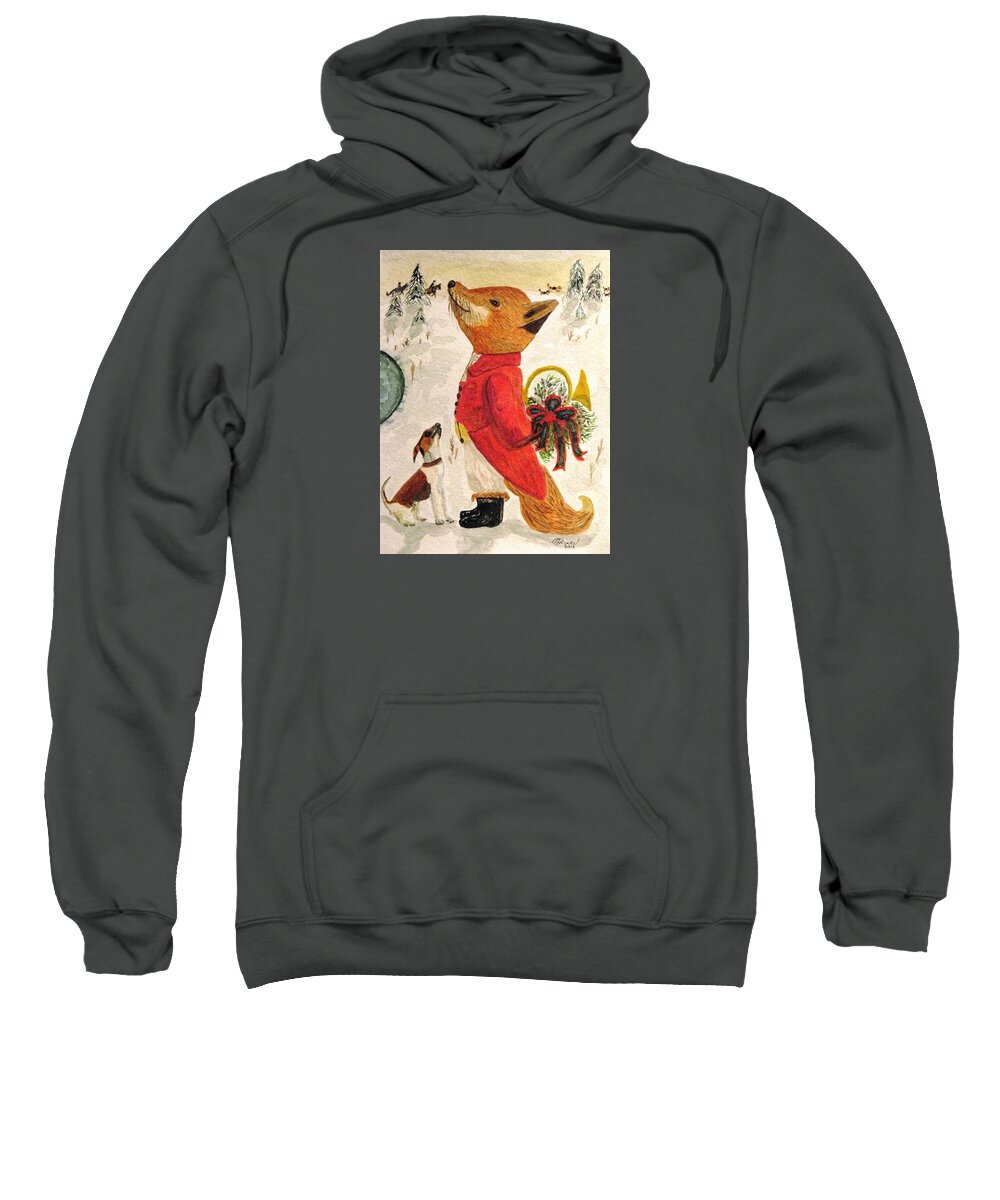 Foxhunting Sweatshirt featuring the painting Tis The Season by Angela Davies