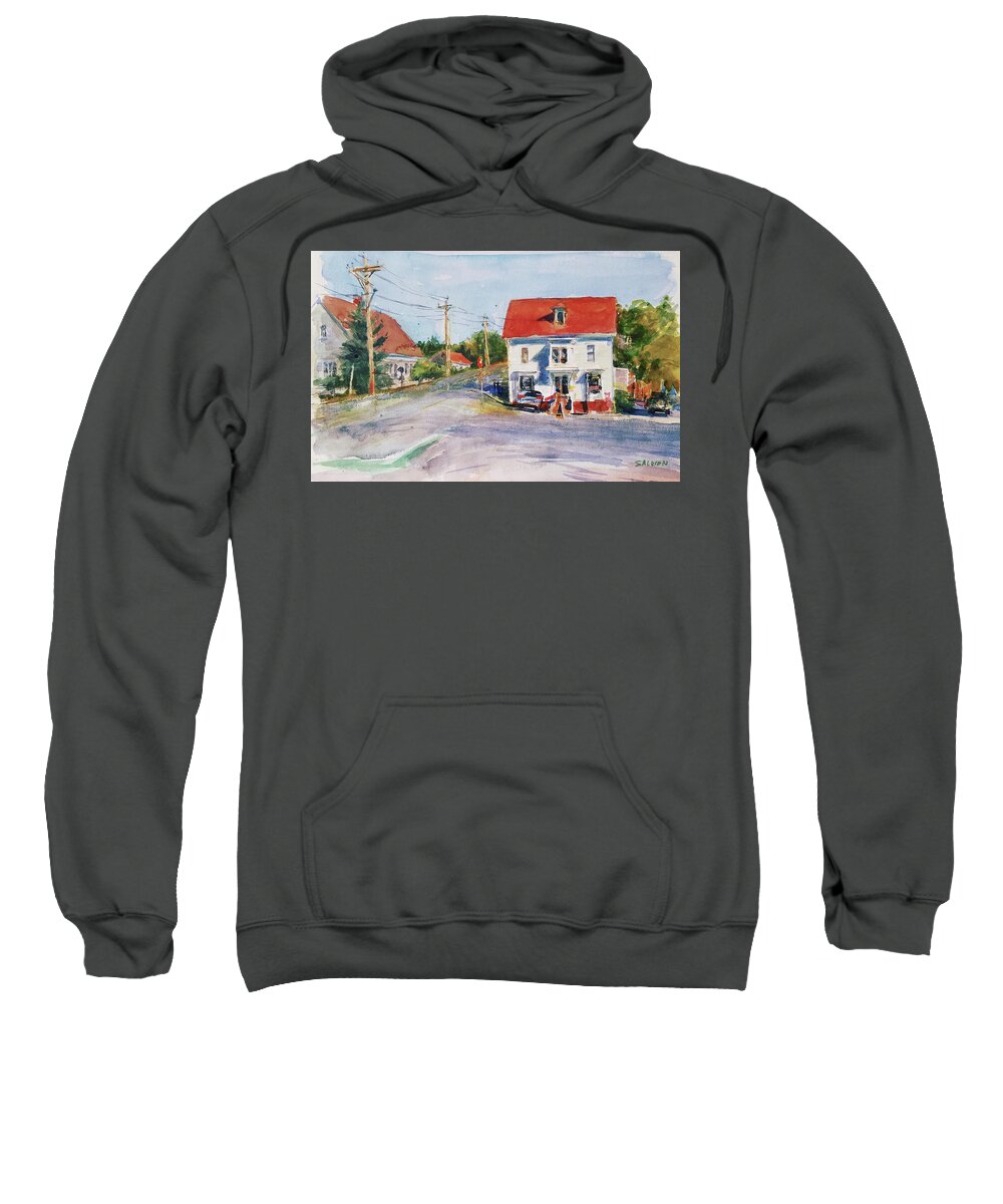 Massachusetts Sweatshirt featuring the painting Salty Market, North Truro #1 by Peter Salwen