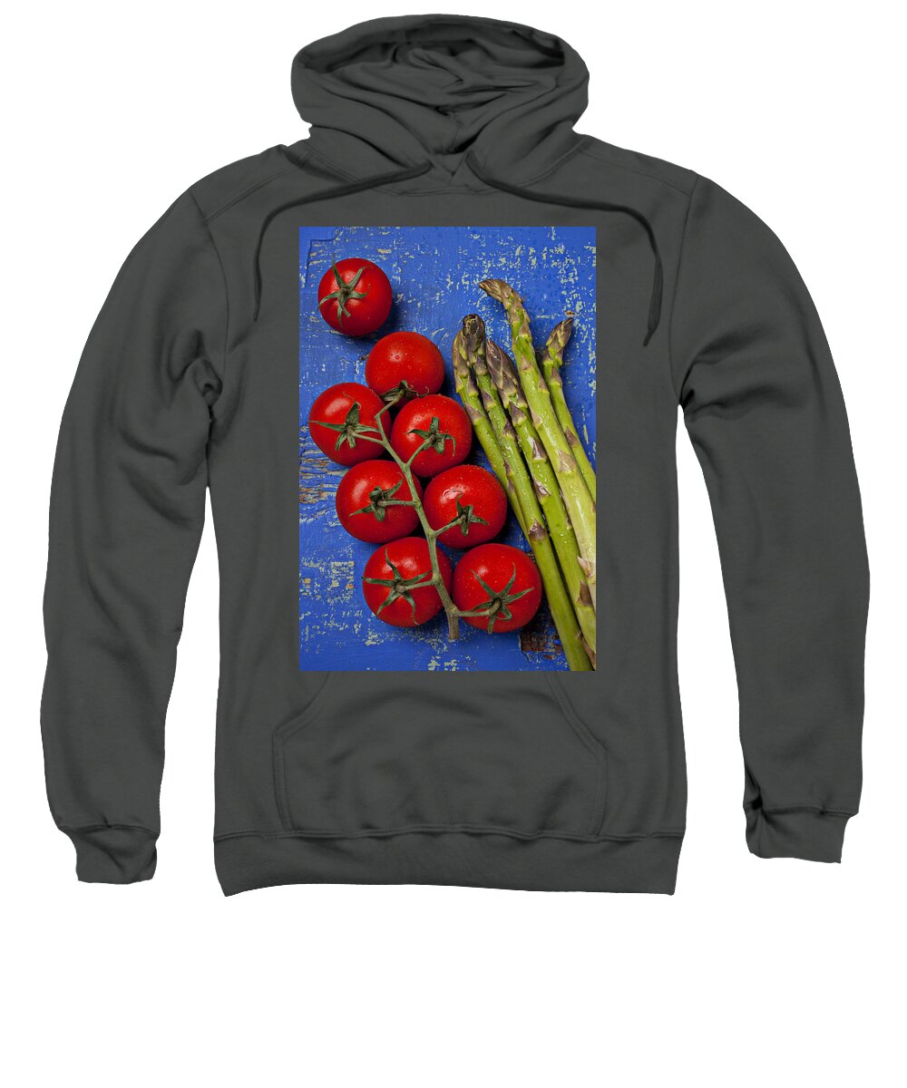 Asparagus Sweatshirt featuring the photograph Tomatoes and asparagus by Garry Gay