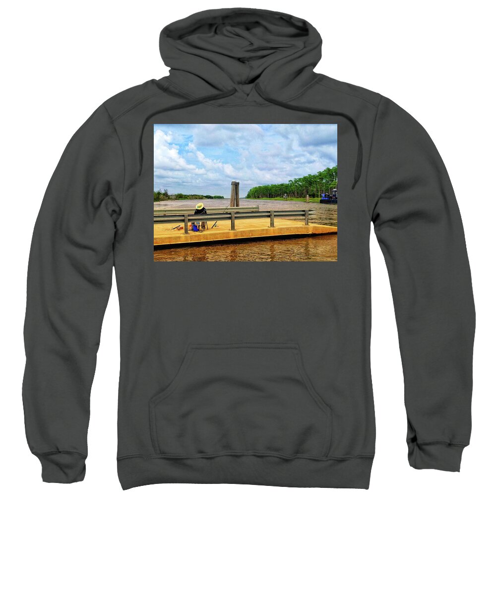 Georgetown Sweatshirt featuring the photograph Too Hot To Fish by Sherry Kuhlkin