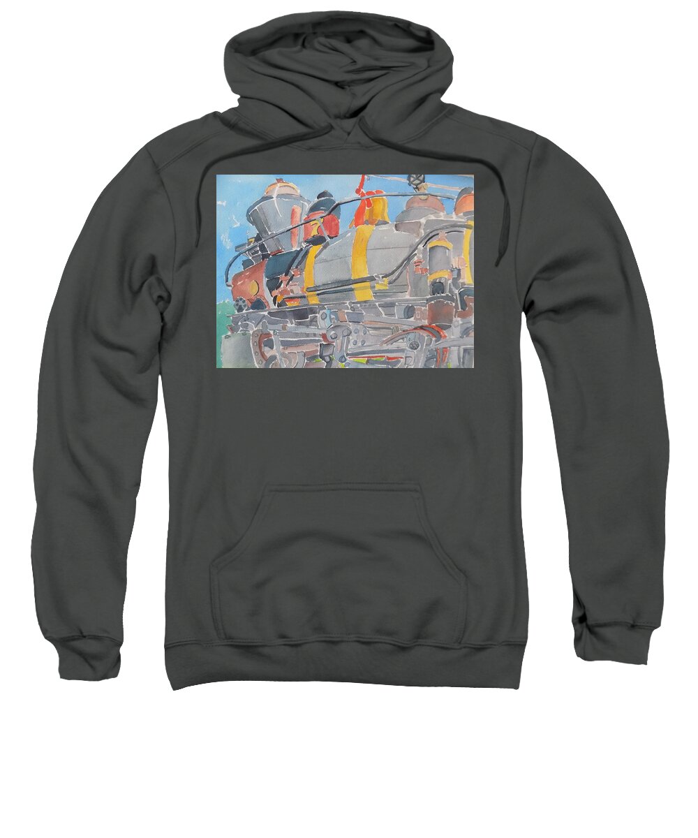 Train Sweatshirt featuring the painting Train Engine by Rodger Ellingson