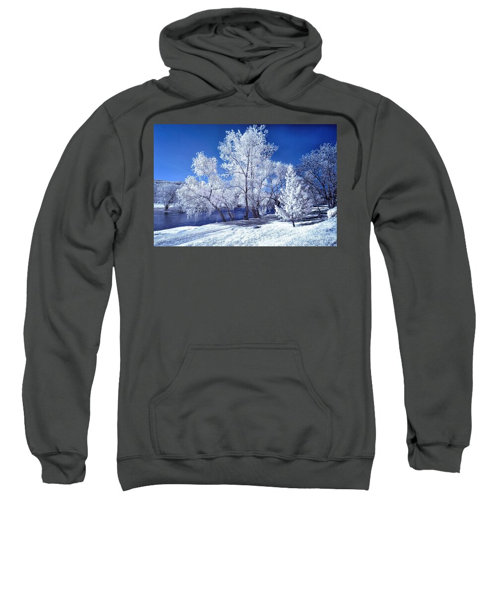 Infrared Photography Sweatshirt featuring the photograph Trees Along the Krka by Norman Gabitzsch
