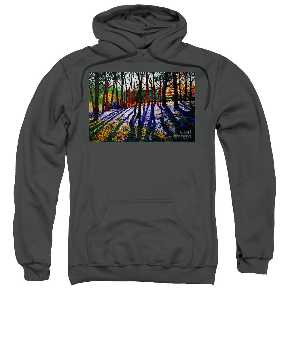 Impression Sweatshirt featuring the painting Trees in the forest by Christopher Shellhammer by Christopher Shellhammer