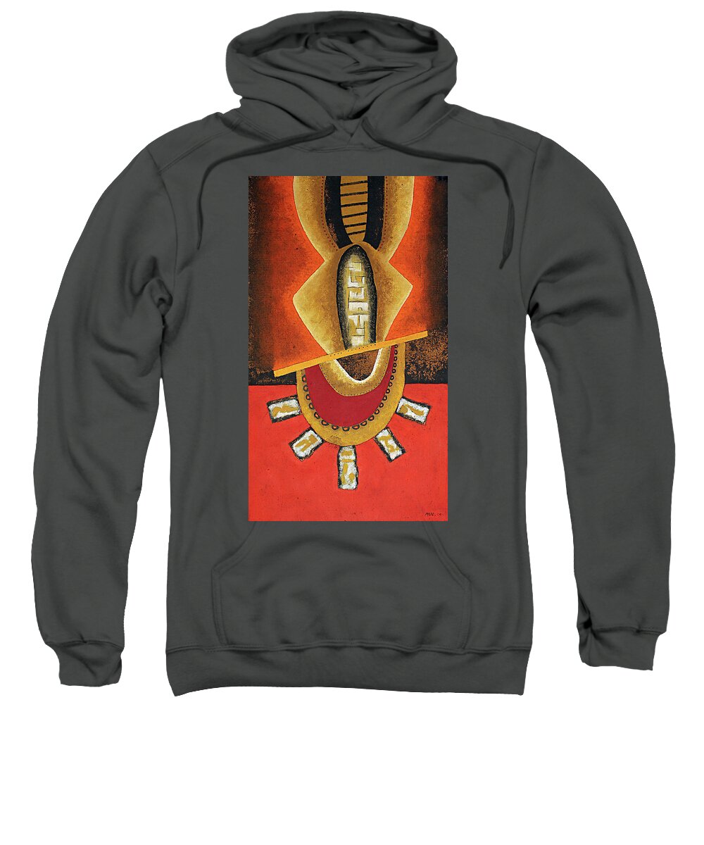 African Sweatshirt featuring the painting Tribal Man by Michael Nene