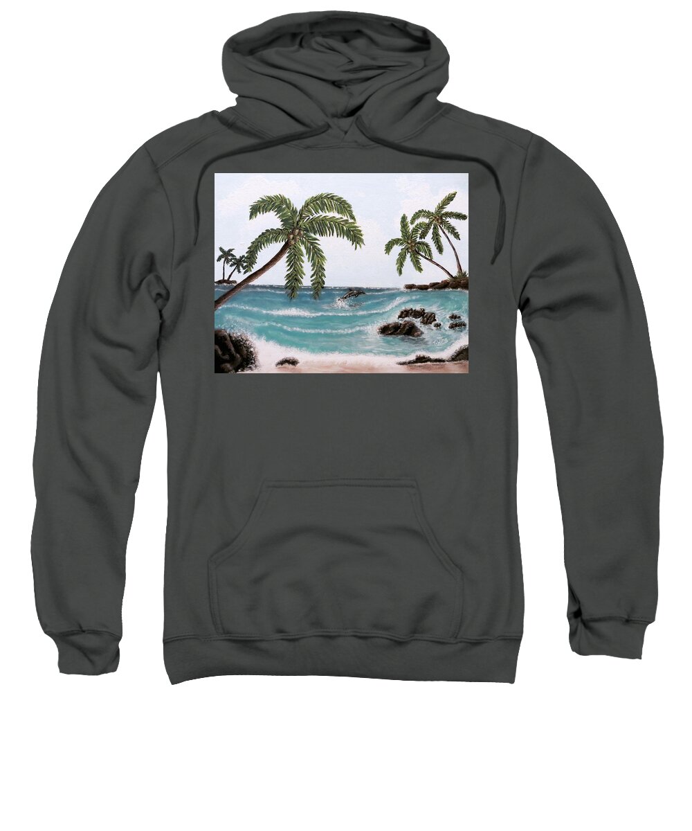 Tropical Sweatshirt featuring the painting Tropical Paradise by Teresa Wing