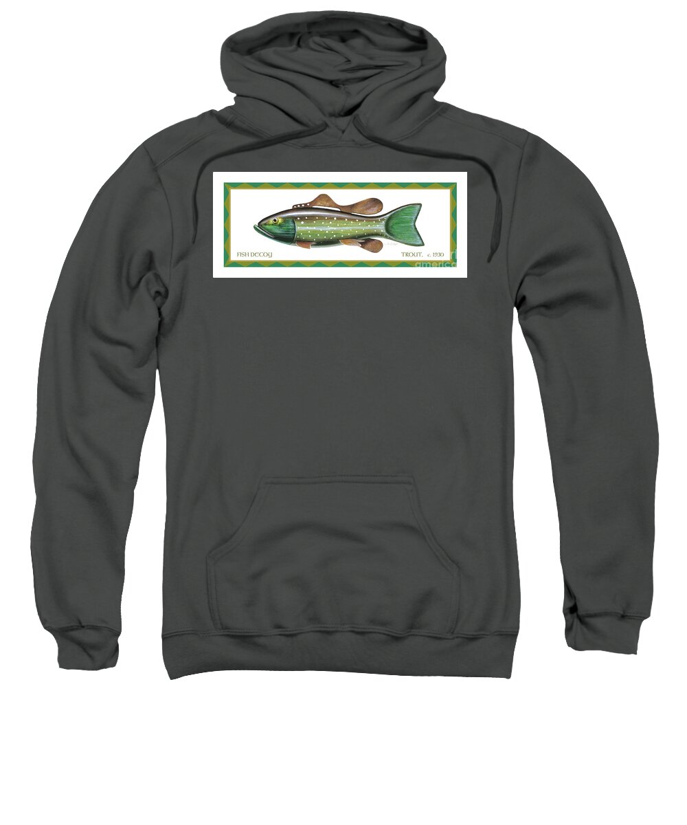 Jq Licensing Sweatshirt featuring the painting Trout Ice Fishing Decoy by Jon Q Wright