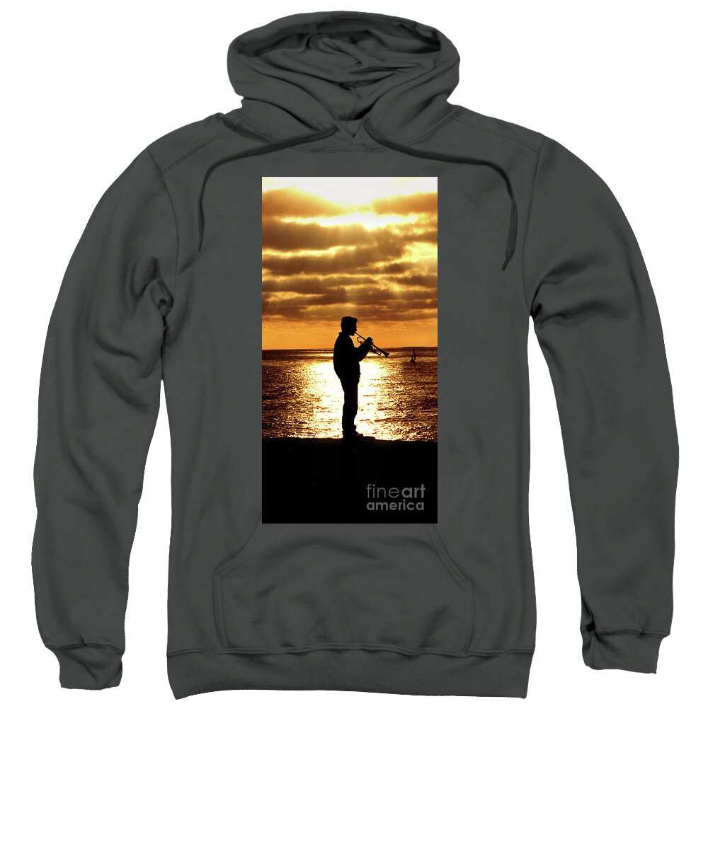Music Sweatshirt featuring the photograph Trumpet Player by Linda Olsen