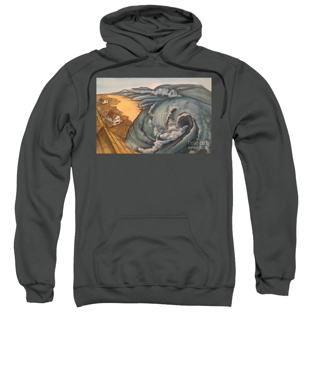 Tsunami Sweatshirt featuring the painting Tsunami by Mastiff Studios