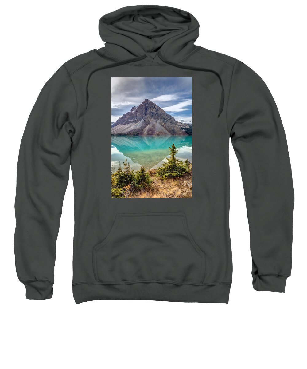 5dsr Sweatshirt featuring the photograph Turquoise reflection at Bow Lake by Pierre Leclerc Photography