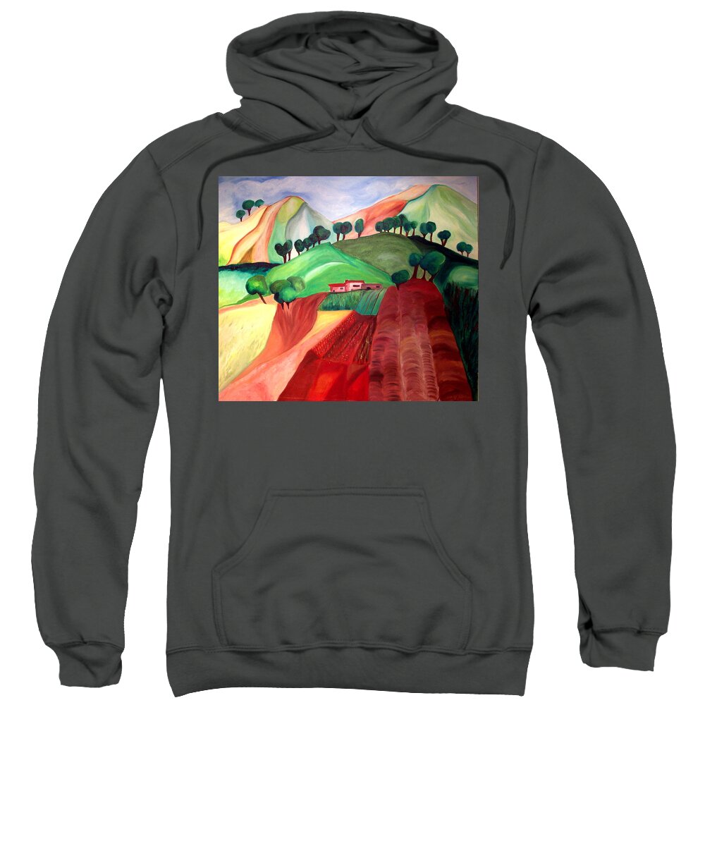 Abstract Sweatshirt featuring the painting Tuscan Landscape by Patricia Arroyo