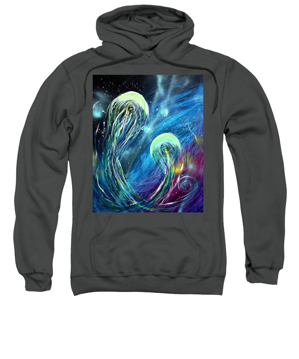 Jellyfish Sweatshirt featuring the painting Two Into by J Vincent Scarpace