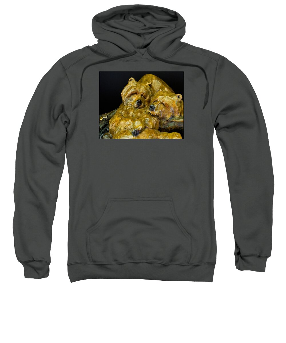 Bears Sculpture Sweatshirt featuring the photograph Two Pooped Sculpture by Walt Horton by Ginger Wakem