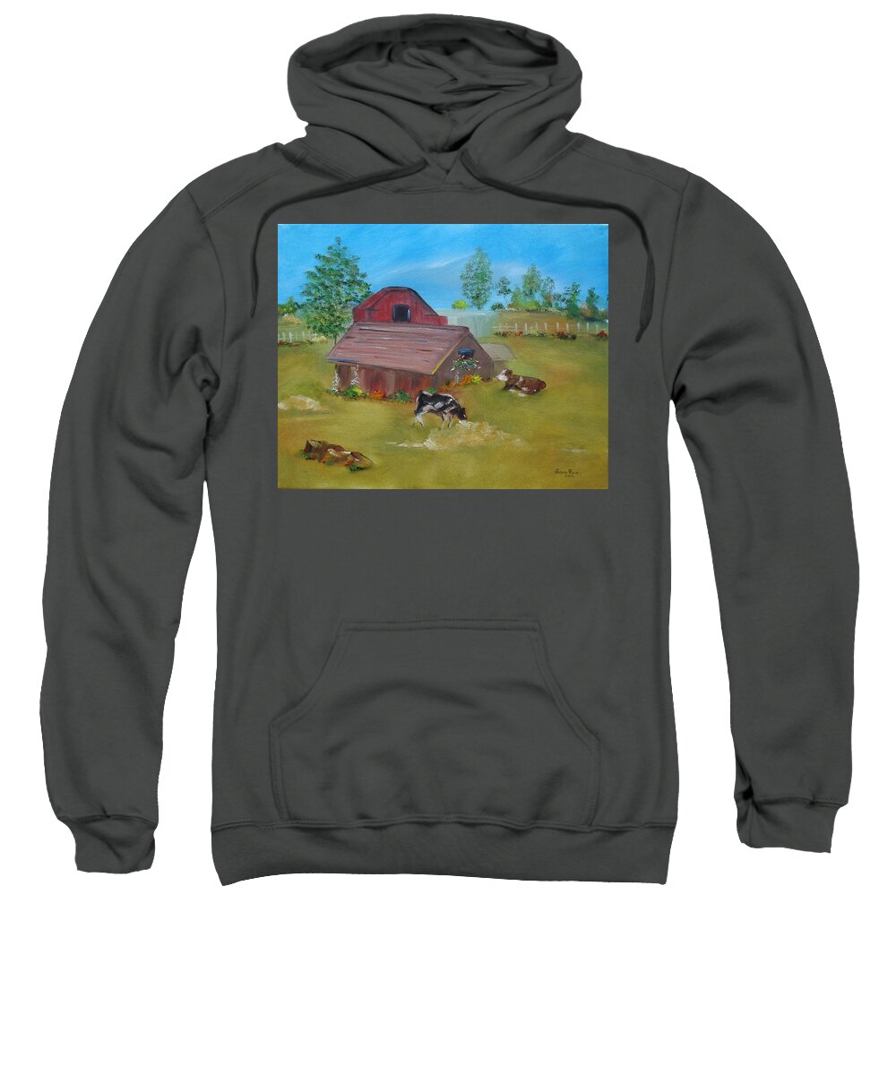 Cows Sweatshirt featuring the painting Two Sweet Cows by Judith Rhue