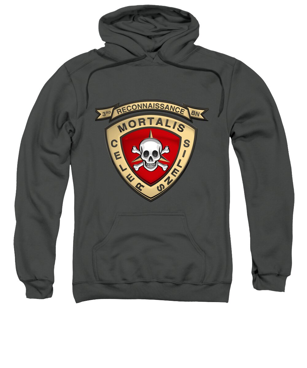 'military Insignia & Heraldry' Collection By Serge Averbukh Sweatshirt featuring the digital art U S M C 3rd Reconnaissance Battalion - 3rd Recon Bn Insignia over Red Velvet by Serge Averbukh