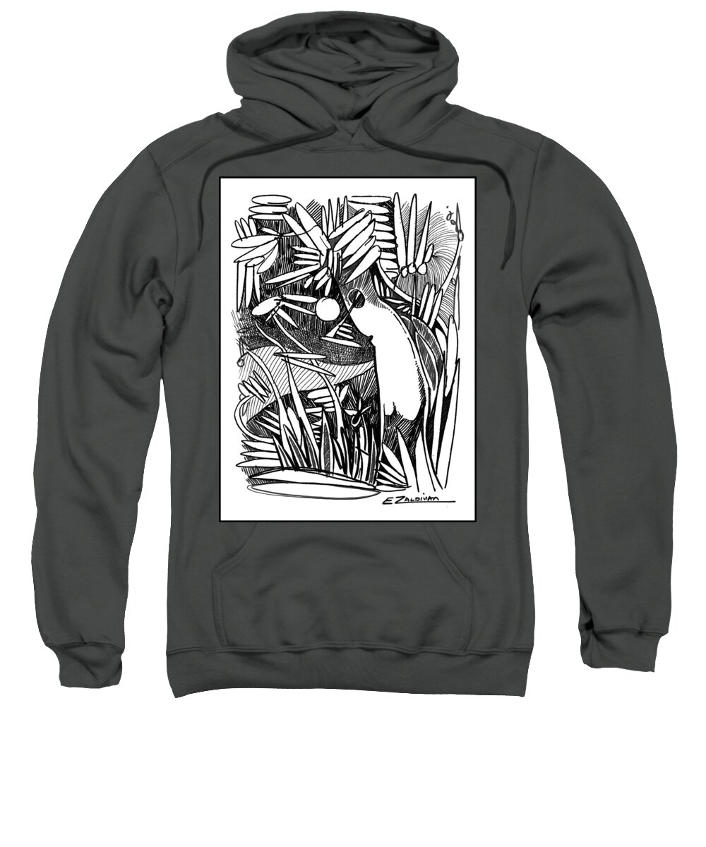 Ink Drawing Sweatshirt featuring the drawing Unknown landscape by Enrique Zaldivar