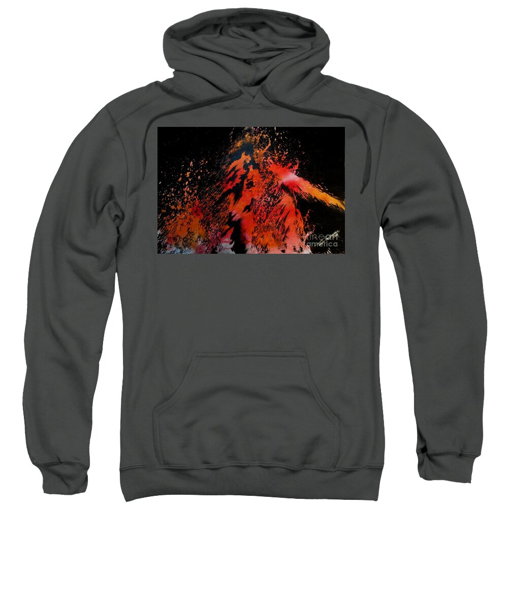 Art Sweatshirt featuring the mixed media Volcano by Tamal Sen Sharma