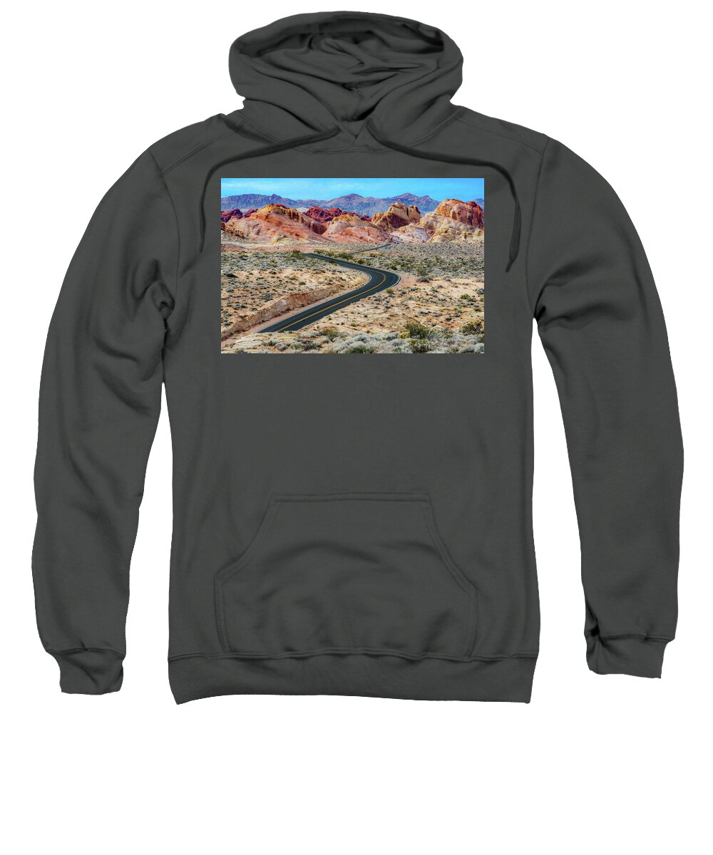 Landscape Sweatshirt featuring the photograph Road Through The Valley of Fire by Paul Johnson