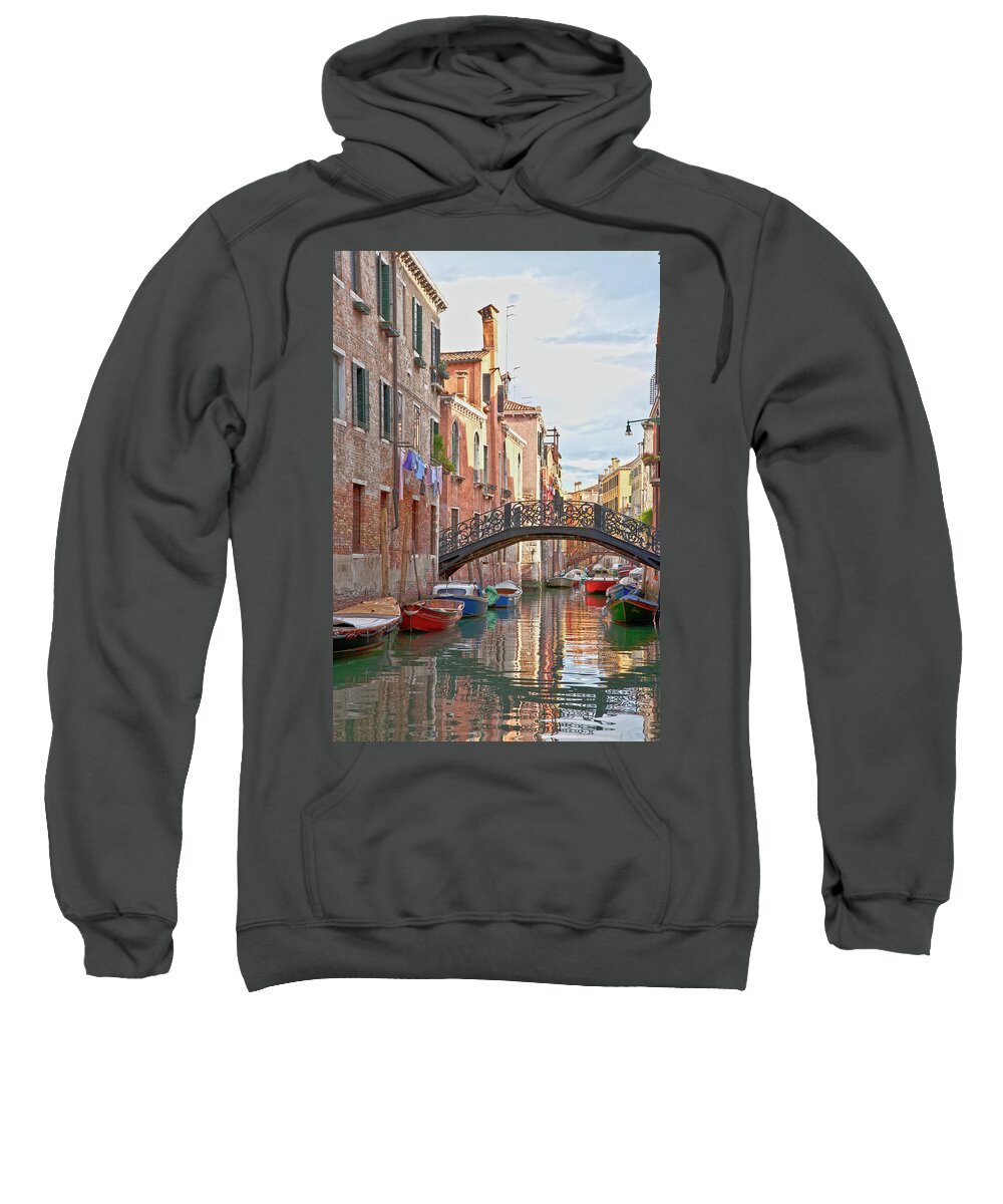 Venice Sweatshirt featuring the photograph Venice bridge crossing 5 by Heiko Koehrer-Wagner
