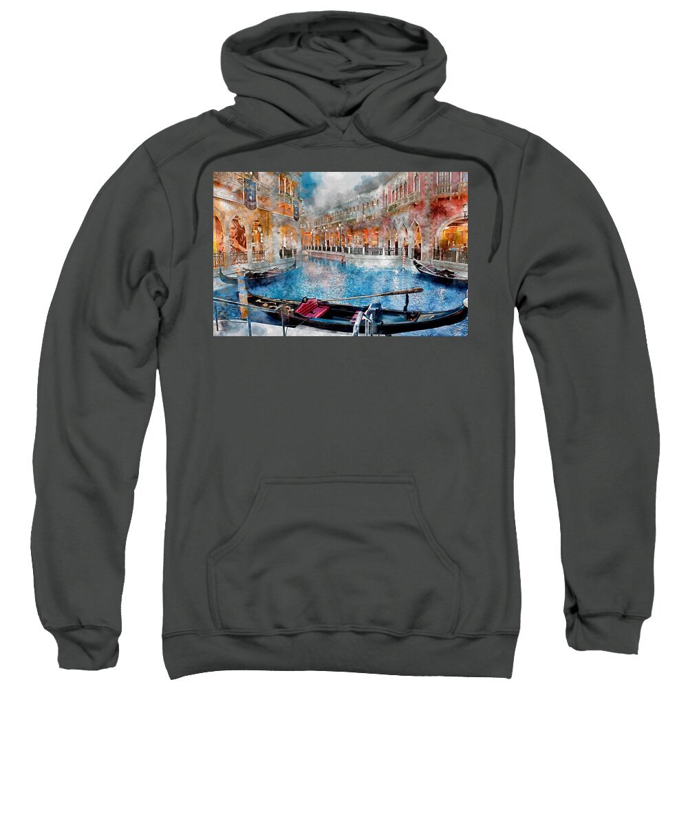 Venice Sweatshirt featuring the mixed media Venice Italy Canal by Marvin Blaine