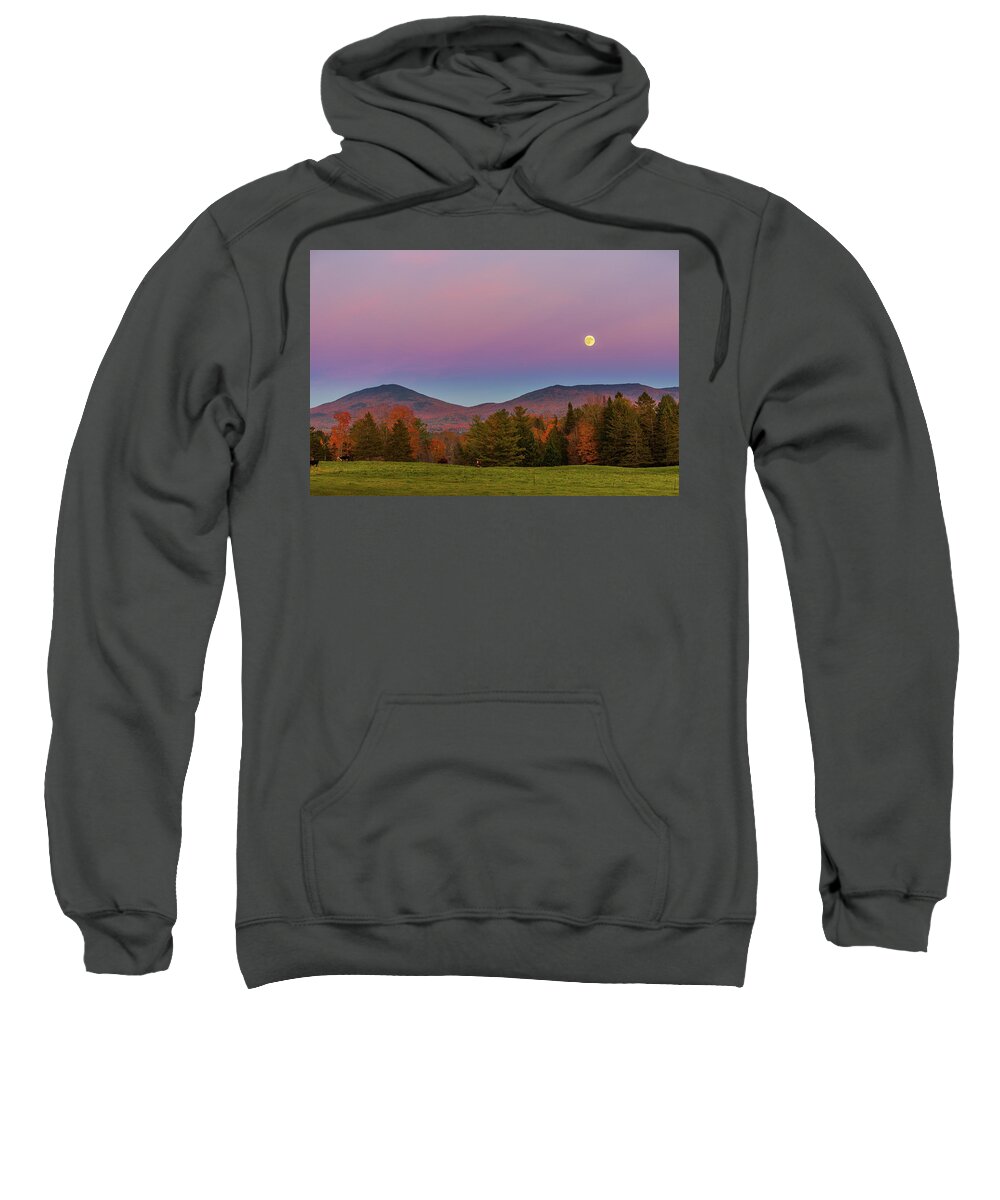 Vermont Sweatshirt featuring the photograph Vermont Fall, Full Moon and Belt of Venus by Tim Kirchoff