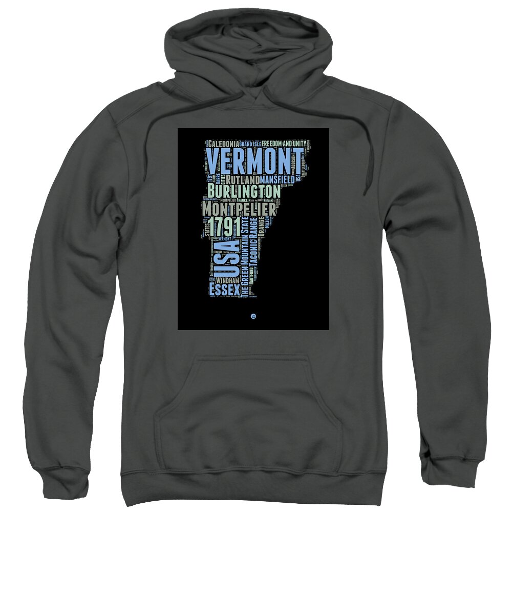 Vermont Sweatshirt featuring the digital art Vermont Word Cloud 1 by Naxart Studio