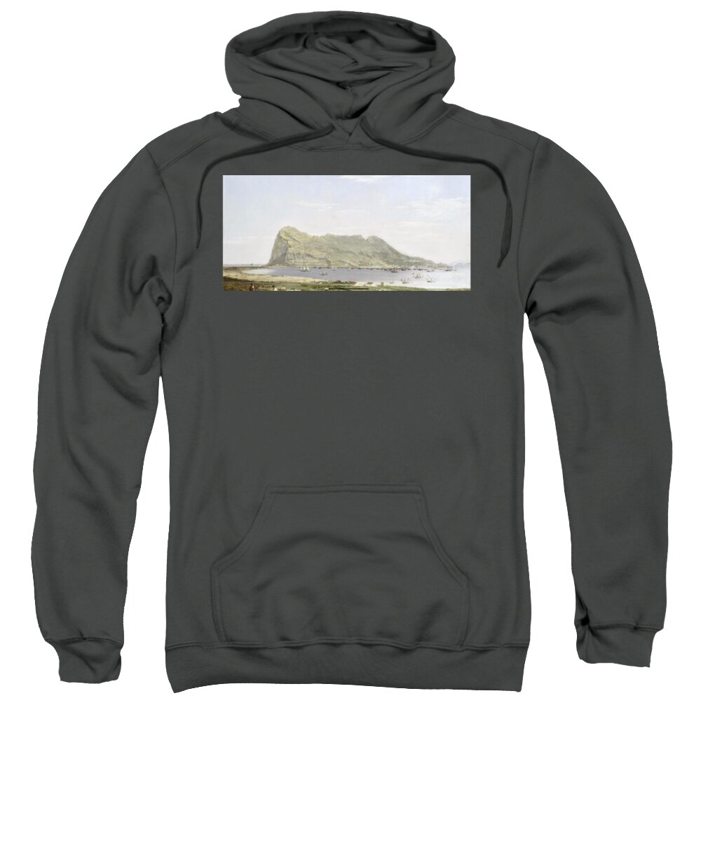 Attributed To Thomas Ender (austrian Sweatshirt featuring the painting View of the Rock of Gibraltar from the mainland by MotionAge Designs