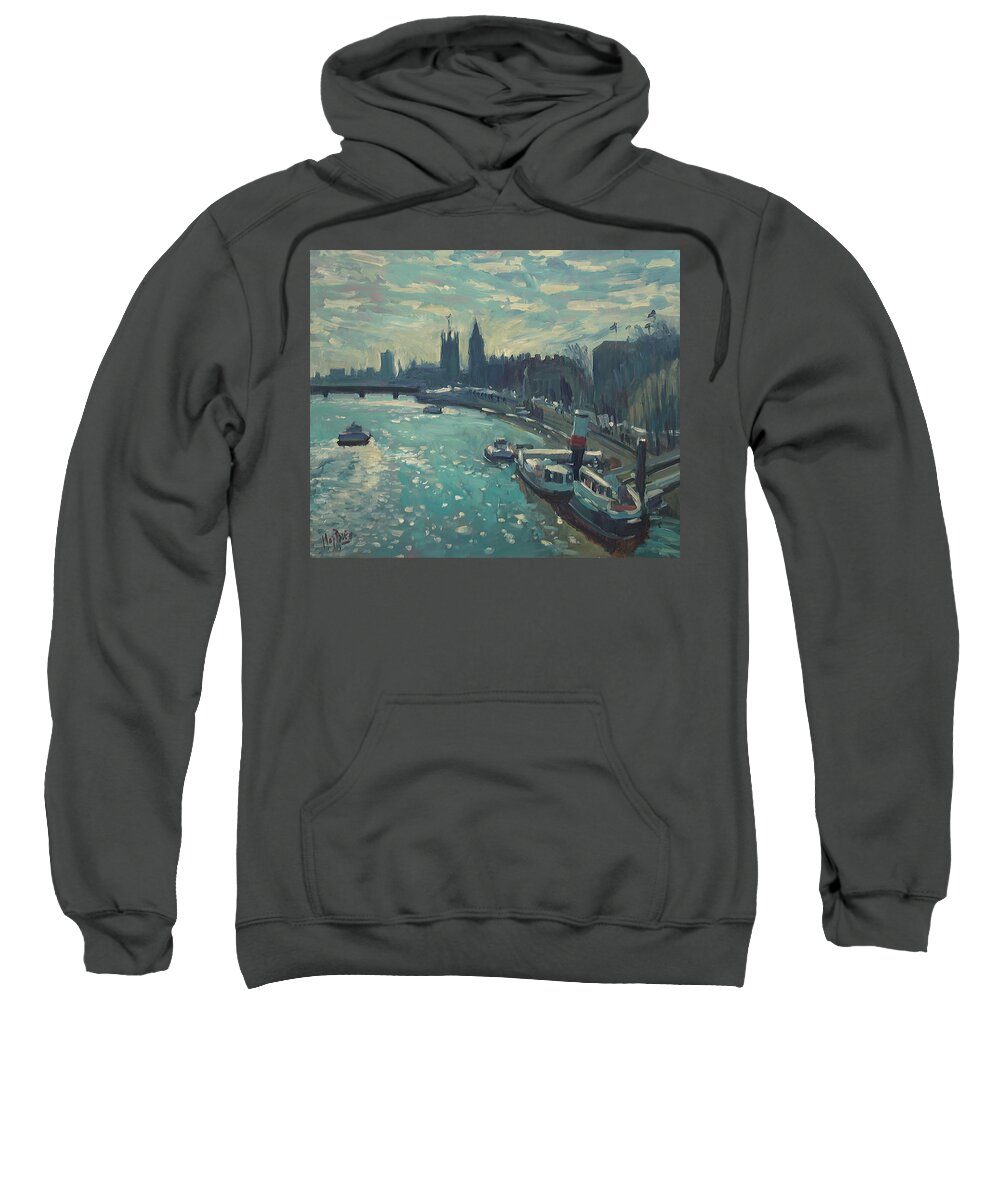 London Sweatshirt featuring the painting View to Westminster London by Nop Briex