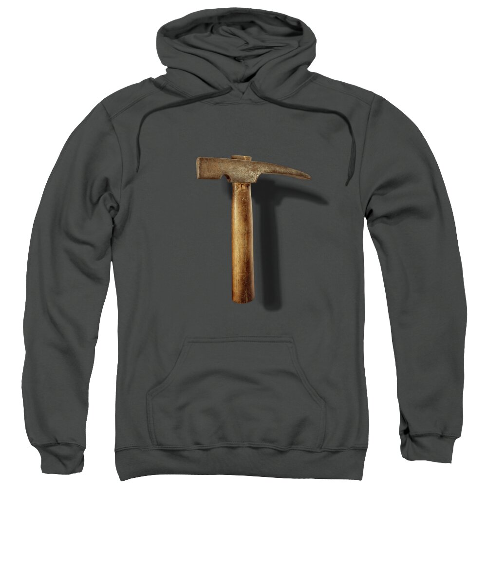 Hand Tool Sweatshirt featuring the photograph Vintage Masonry Hammer on Black by YoPedro
