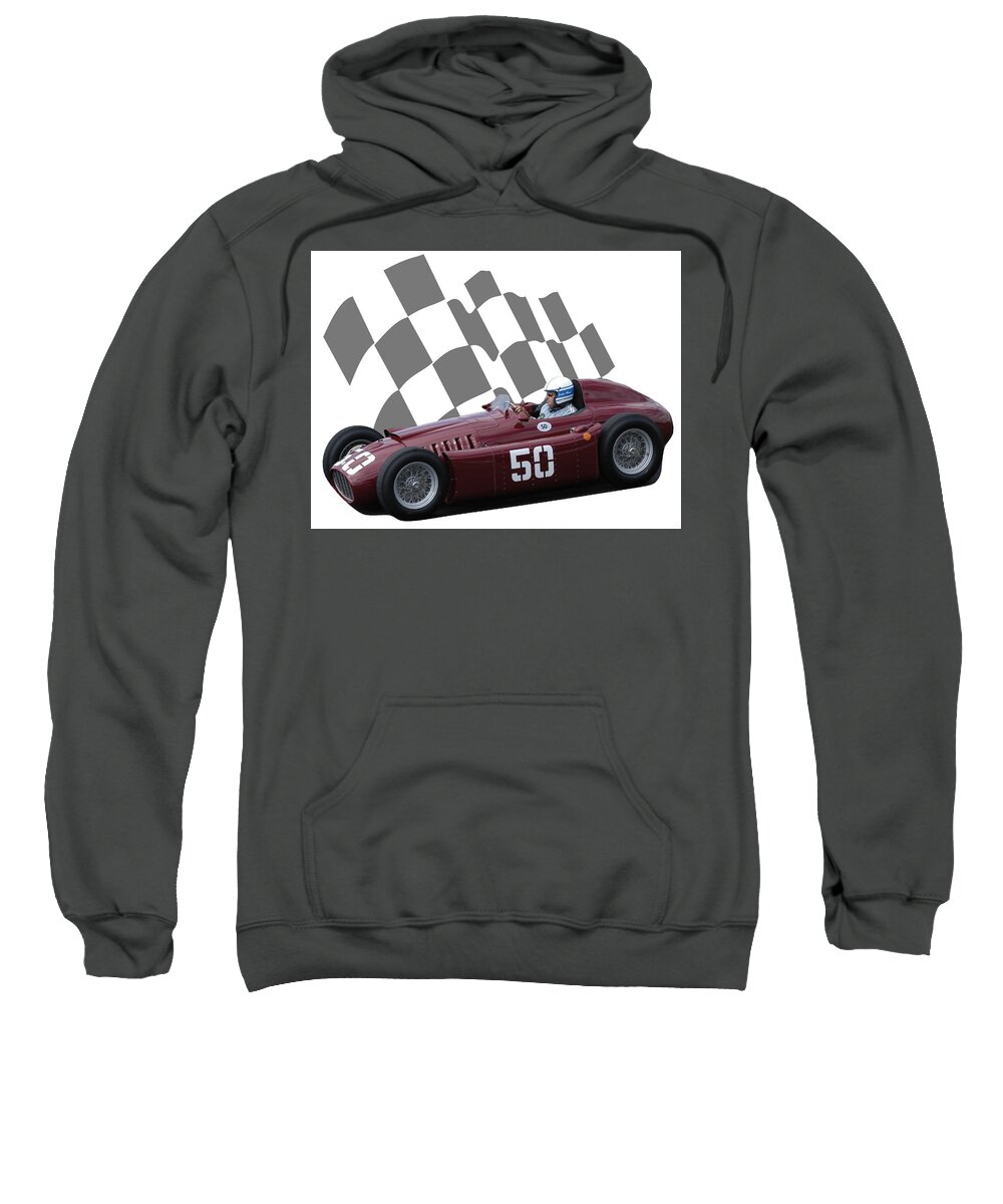 Racing Car Sweatshirt featuring the photograph Vintage Racing Car and Flag 1 by John Colley