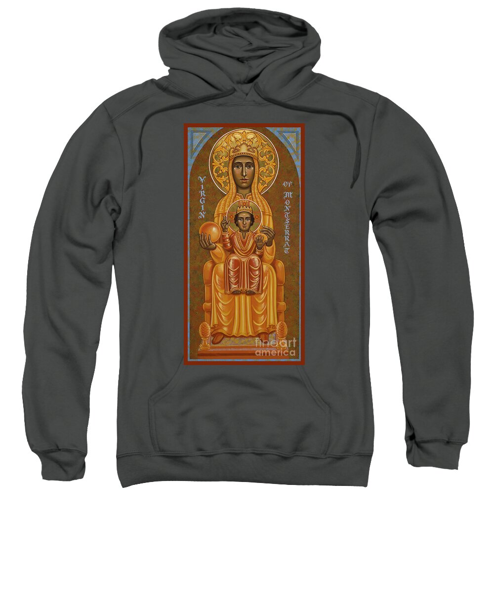 Virgin Of Montserrat - Black Madonna Sweatshirt featuring the painting Virgin of Montserrat - Black Madonna - JCVOM by Joan Cole