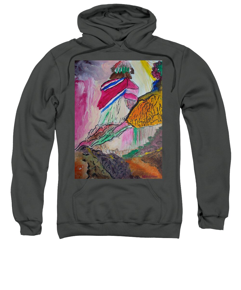 Native American Sweatshirt featuring the painting Vision Quest by Susan Esbensen